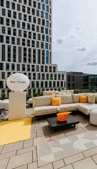 Fatboy furniture on a rooftop