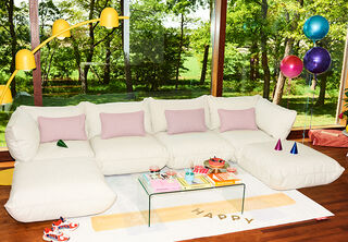Puff Weave Pillows on Sumo Sofa