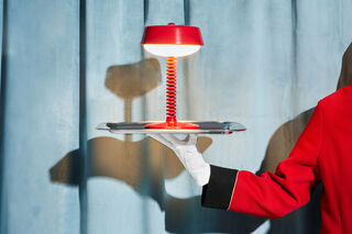 Bellboy on service tray