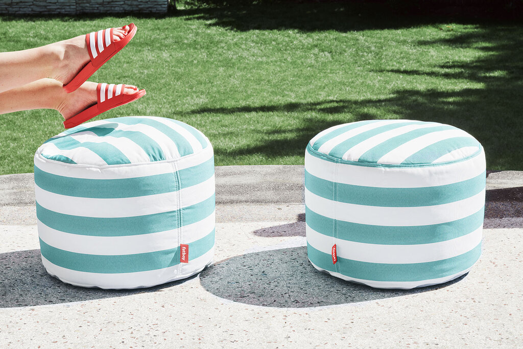 Fatboy Point Original Hocker - Runder Sitzhocker für Drinnen - Pouf Hocker aus Nylon - Vielseitiger Polsterhocker Geeignet als Fußhocker oder Beistelltisch - 35 x 50 x 35 cm - Blau