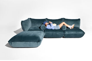 Puff Rolster Pillow Velvet Petrol