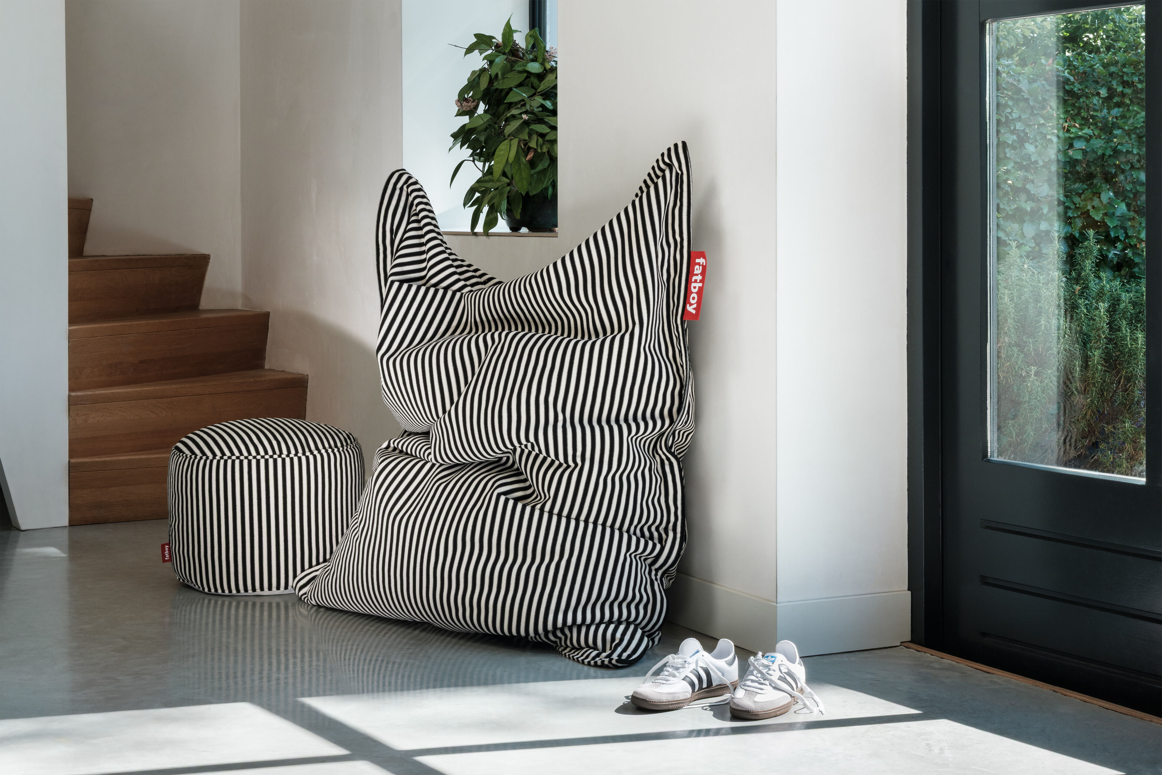 Pouf gonfiabile a righe - blu - 25.00