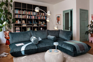 Puff Rolster Pillow Velvet Petrol