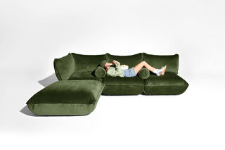 Puff Rolster Pillow Velvet Deep Green