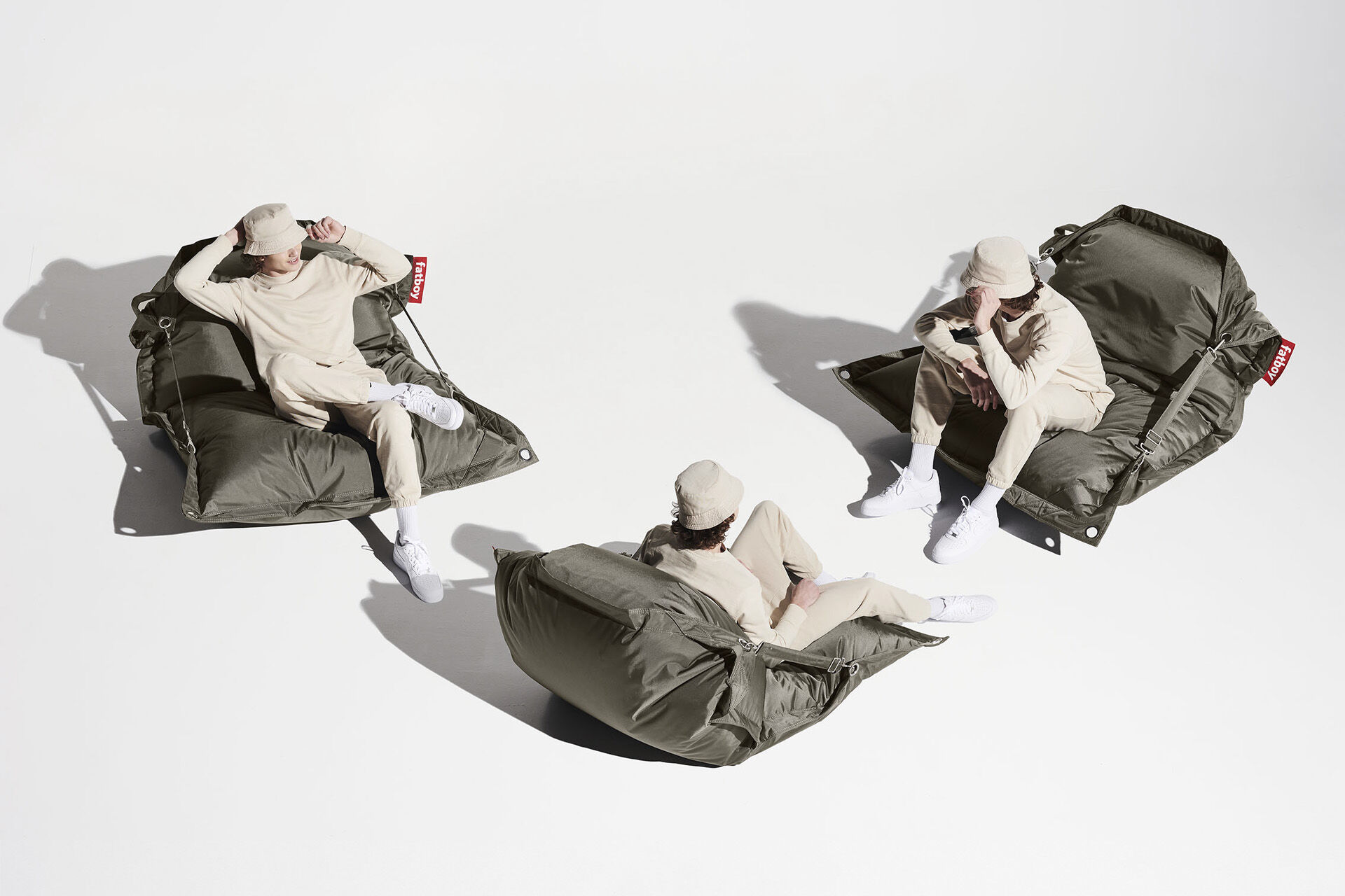 Group of Fatboy bean bag loungers on white backdrop