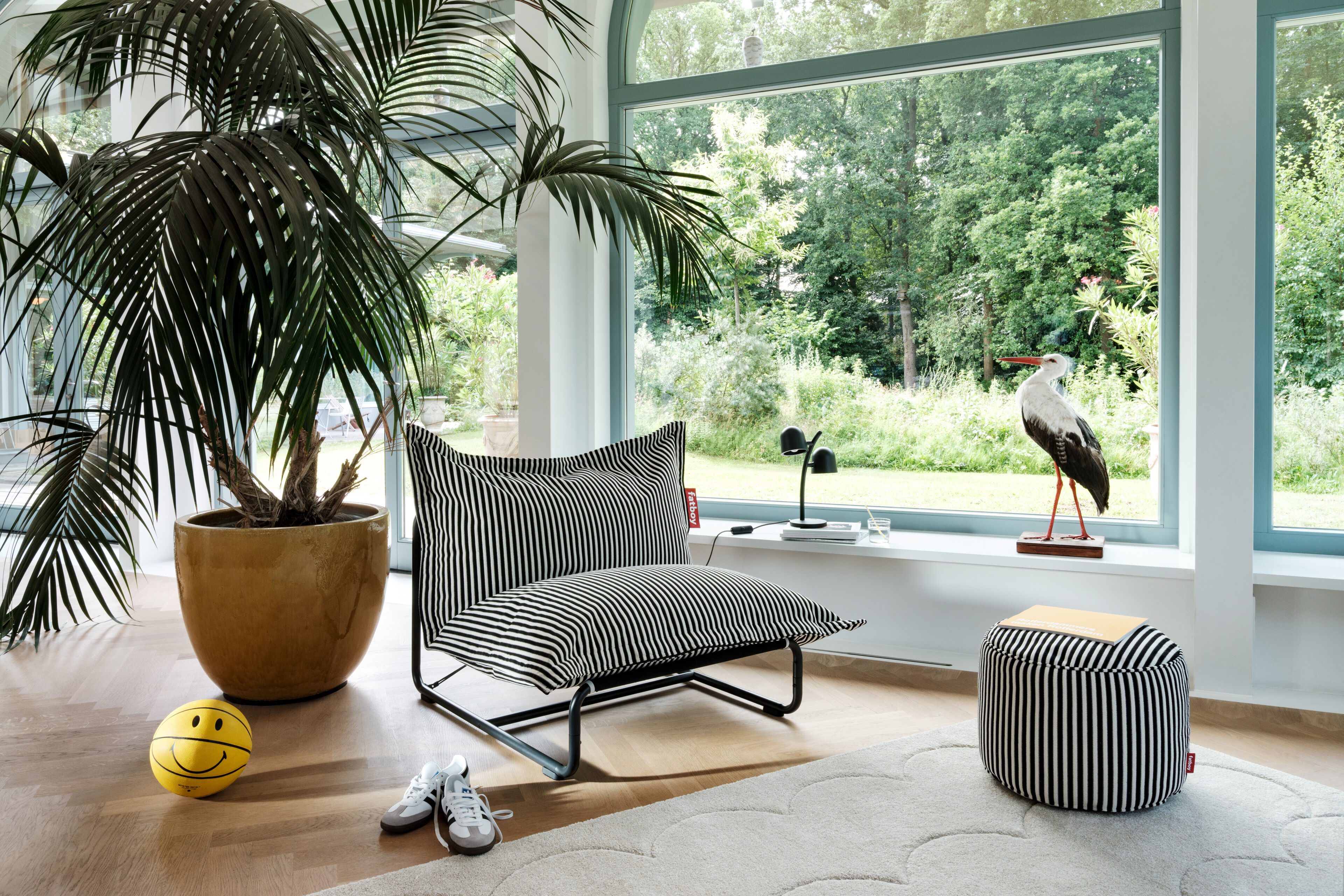 ECHE HOME - LULU POUF COLOR CREMA ELEGANTE IN TESSUTO