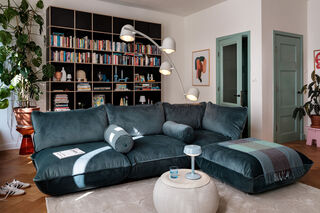 Sumo Hocker Velvet Petrol