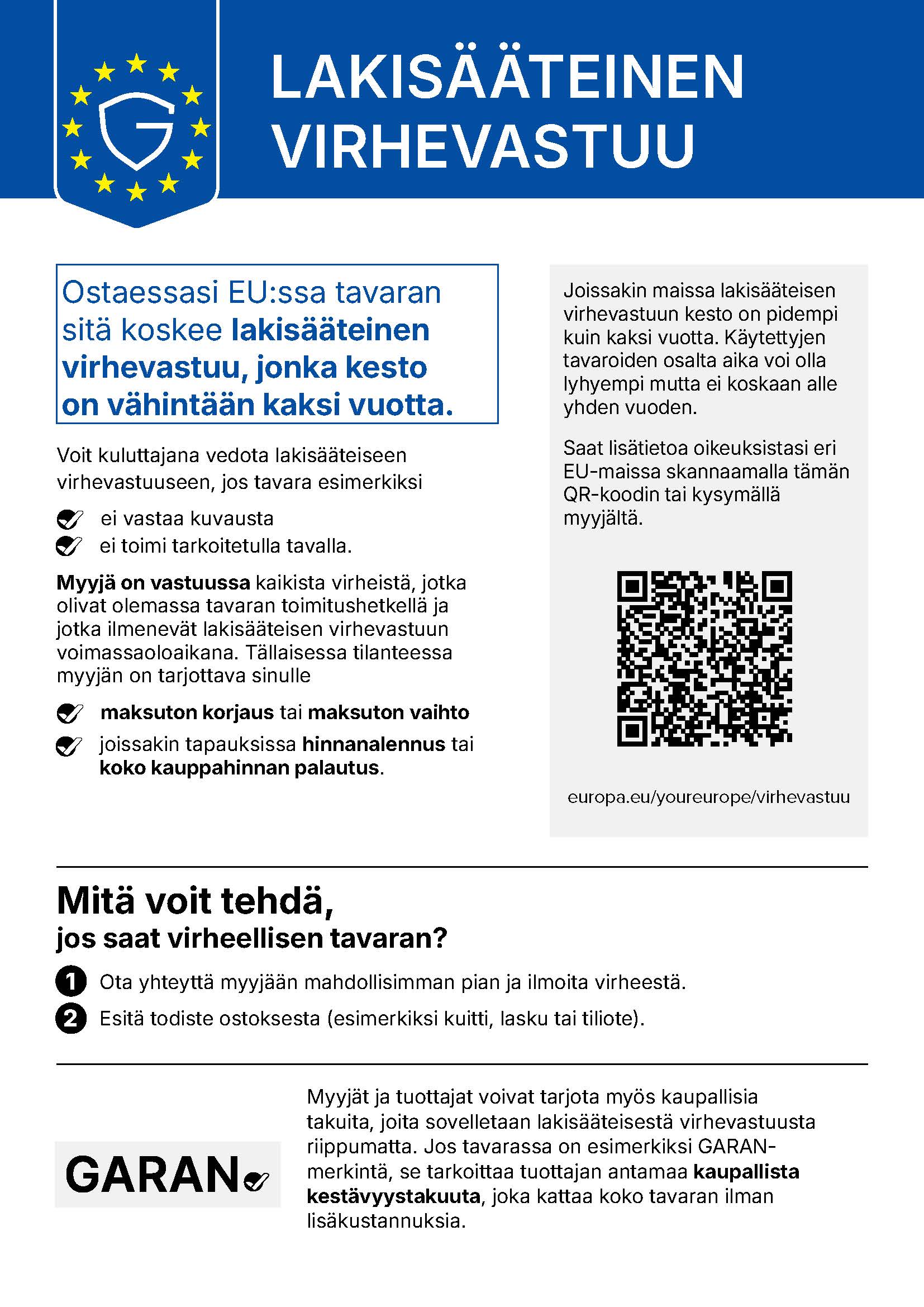 Legal guarantee information in the European Union