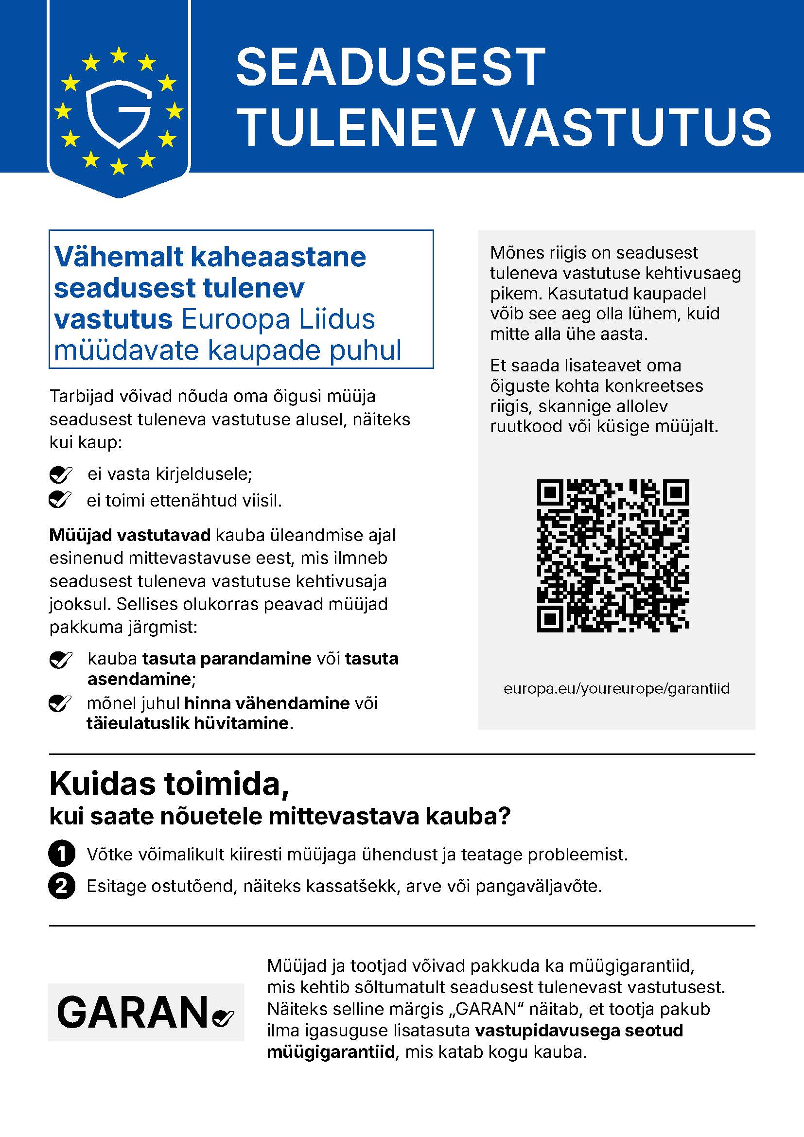 Legal guarantee information in the European Union