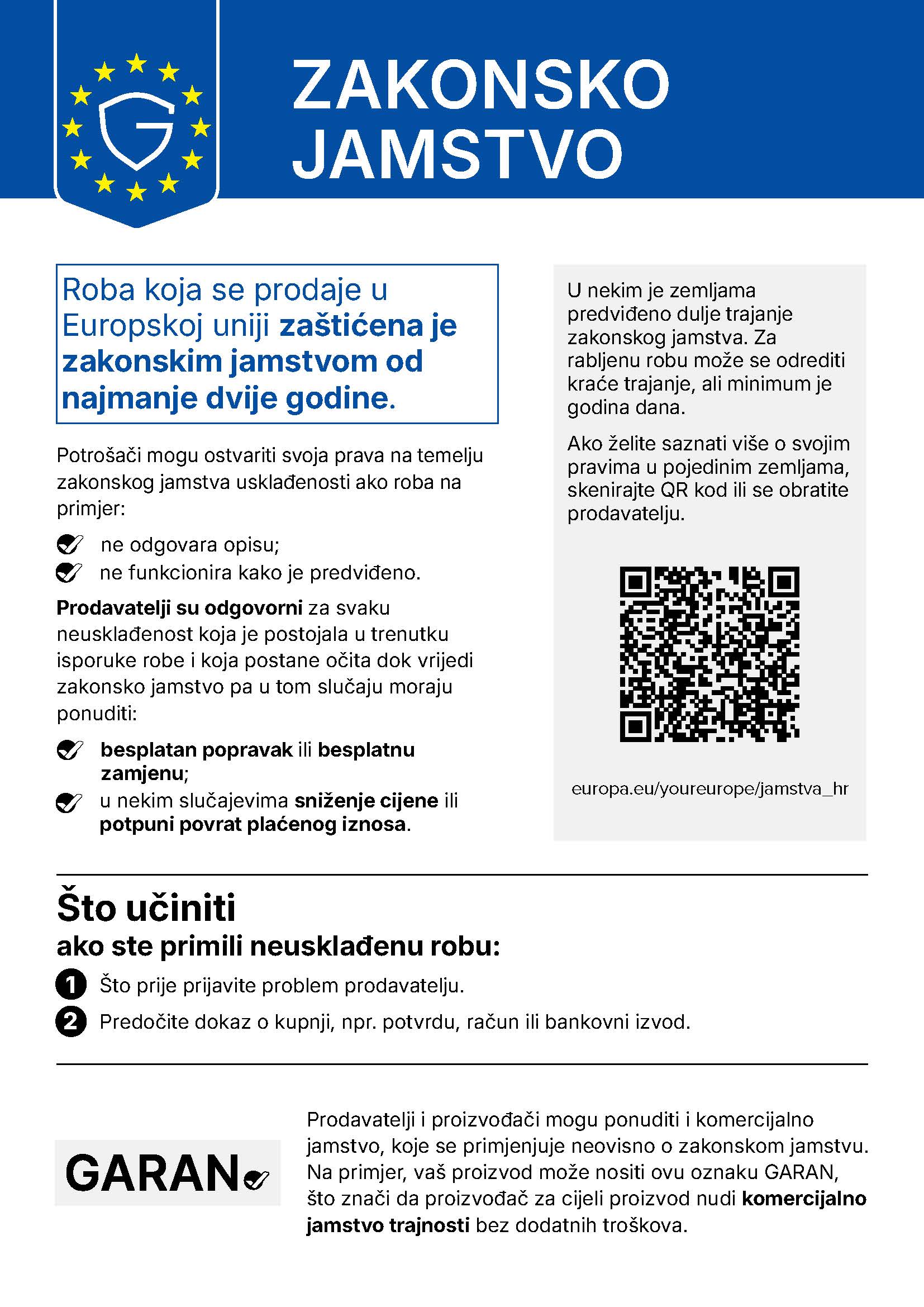 Legal guarantee information in the European Union