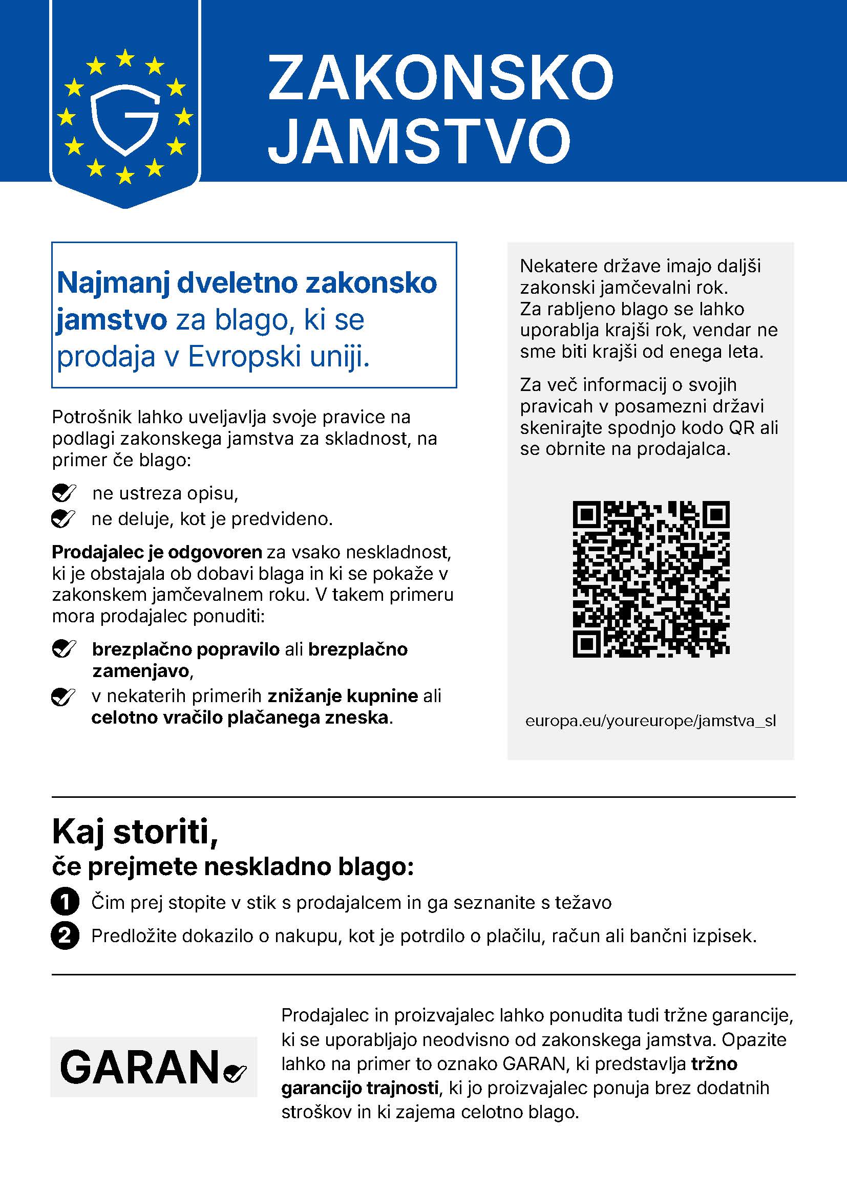 Legal guarantee information in the European Union