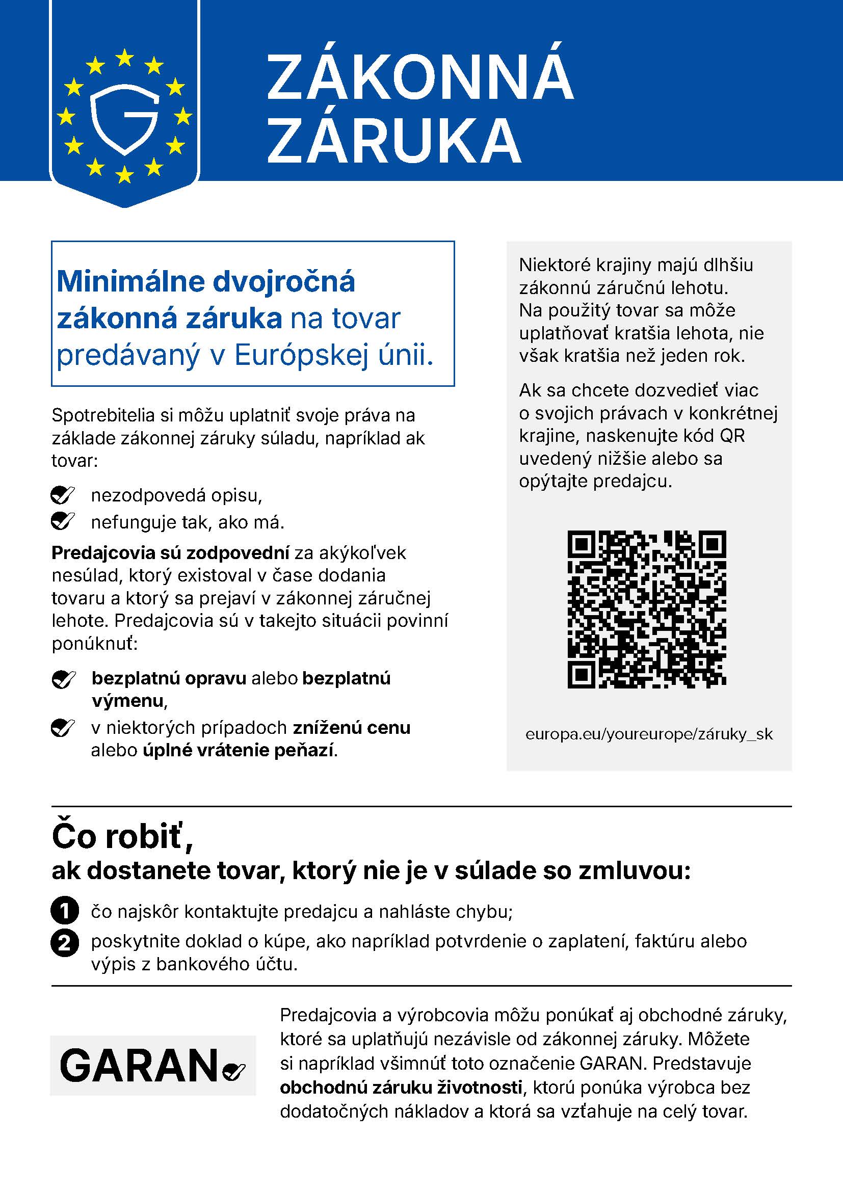 Legal guarantee information in the European Union